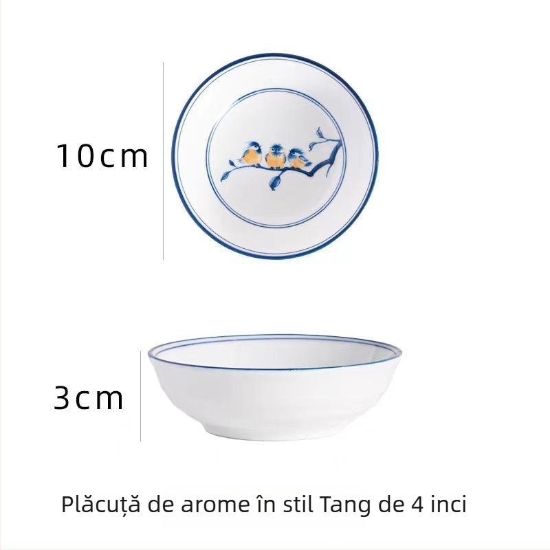 Farfurie ceramică chineză, albastru‑alb, sub glazură, pentru gustări, sos de soia și sos pentru hot pot, mică farfurie pentru dipuri