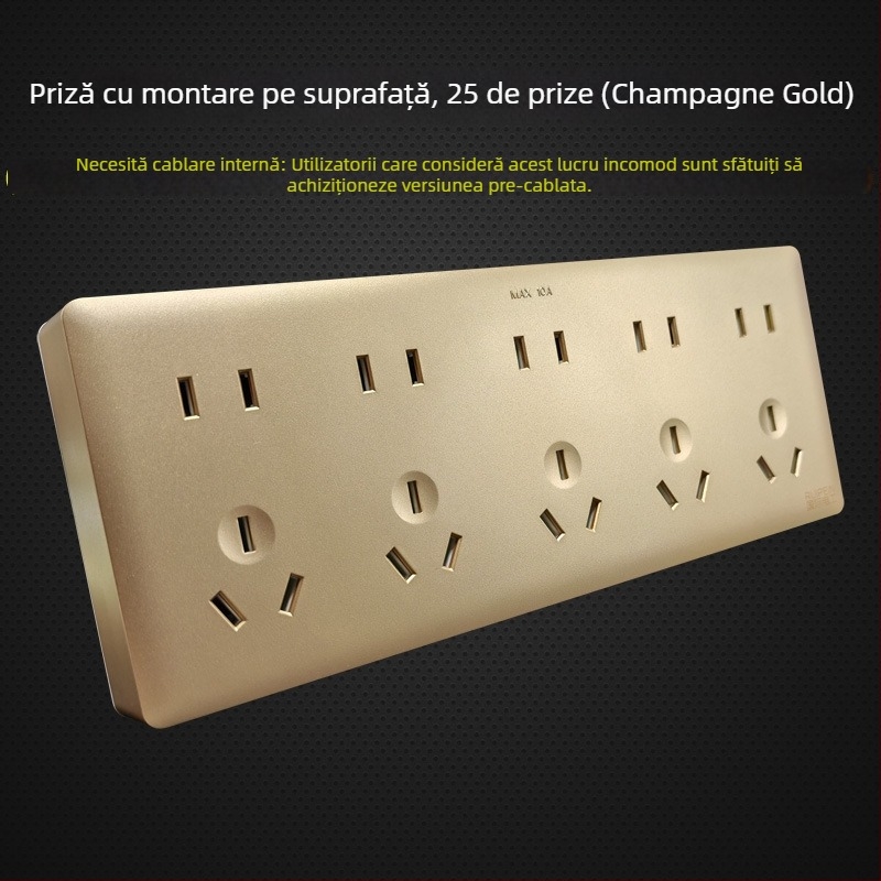 Panou de prize montat pe suprafață, alb, cu 25 găuri, panou de prize integrat pentru montaj în perete