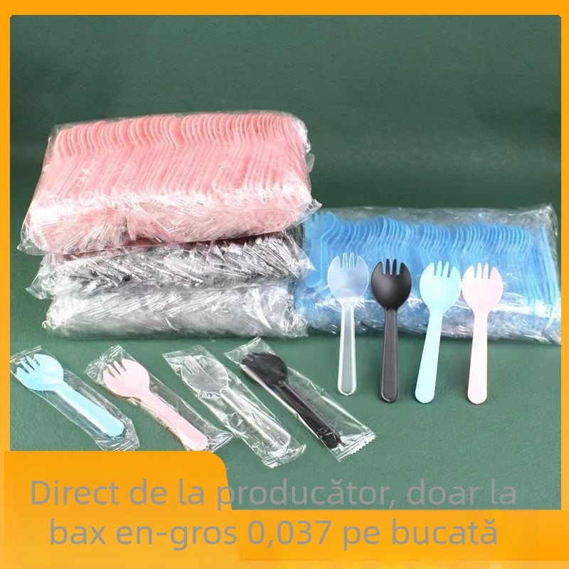Linguri și furculițe de unică folosință, ambalate individual din lemn – pentru tort de ziua de naștere, desert, fructe, lingurițe mici, la gros