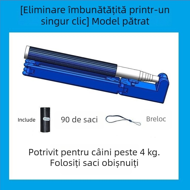 Colector de deșeuri pentru câini, la un singur clic, pungi de unică folosință pliabile – curățenie automată în exterior pentru câini mici