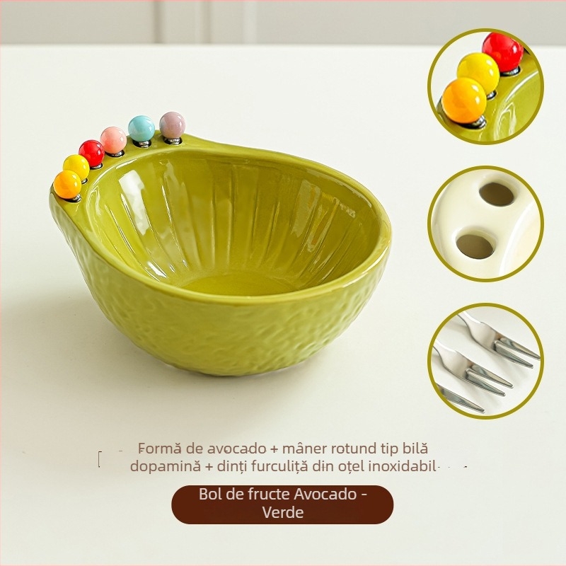 Set de furculițe pentru fructe, pentru uz casnic, pentru masa din living, bețișoare de fructe pentru copii, bețișoare sigure pentru desert, farfurie cu avocado