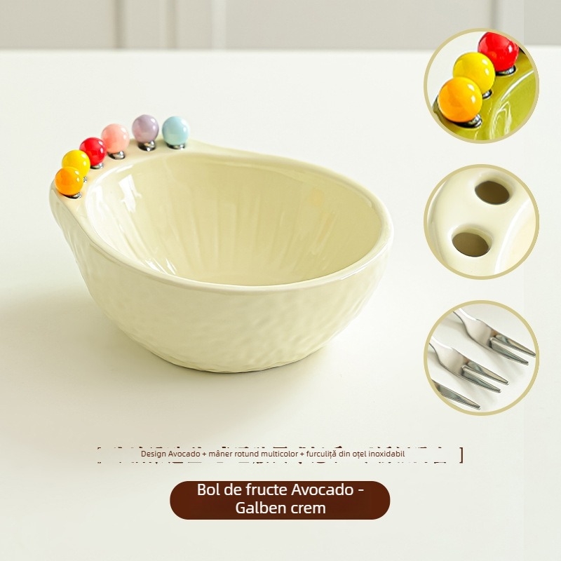 Set de furculițe pentru fructe, pentru uz casnic, pentru masa din living, bețișoare de fructe pentru copii, bețișoare sigure pentru desert, farfurie cu avocado