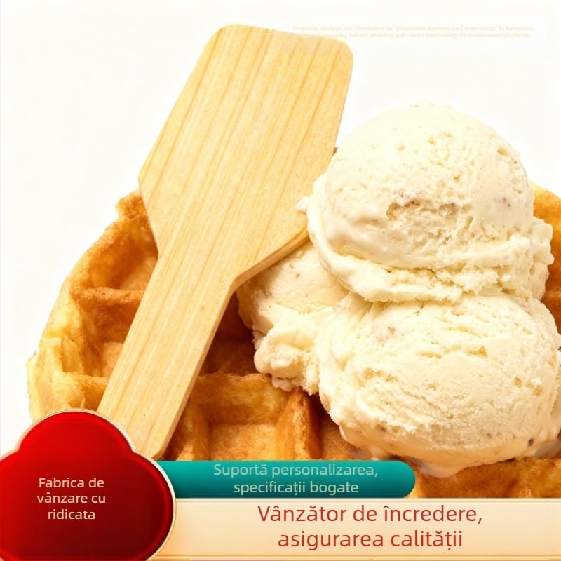 Set de tacâmuri din bambus de unică folosință: spatule pentru înghețată și furculițe pentru desert (3 piese)