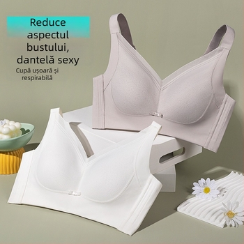 Sutien cu cupă completă, plus size, căptușeală din mătase Mulberry, țesătură respirabilă, bretele reglabile, modelare sân