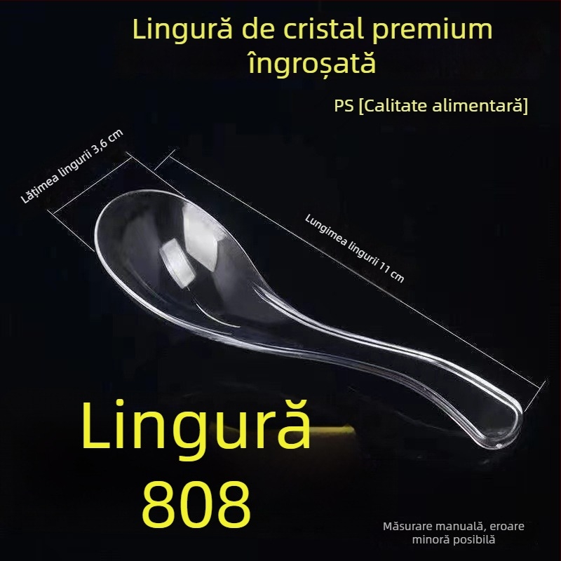 Lingură de plastic groasă, de unică folosință, 808 – lingură de supă transparentă pentru catering