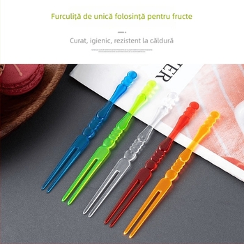 Furculițe de unică folosință pentru fructe și deserturi, din plastic transparent, ambalate individual