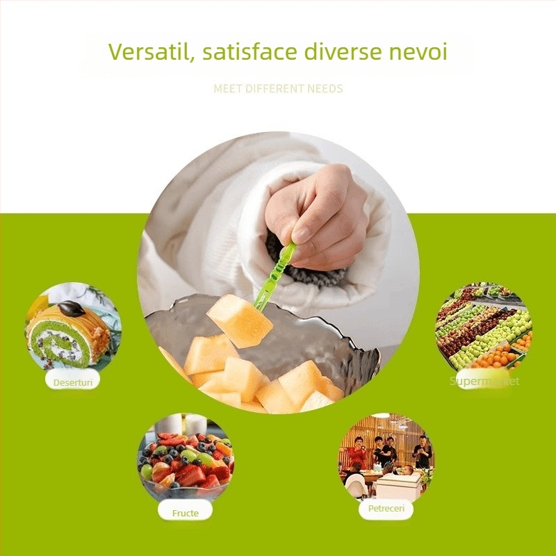 Furculițe de unică folosință pentru fructe și deserturi, din plastic transparent, ambalate individual