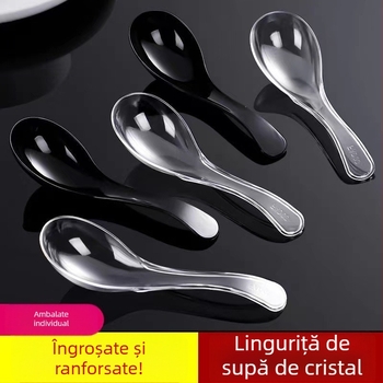 Lingurițe de plastic de unică folosință, ambalate individual, pentru livrări fast-food, lingurițe pentru desert îngroșate, utilizare comercială.