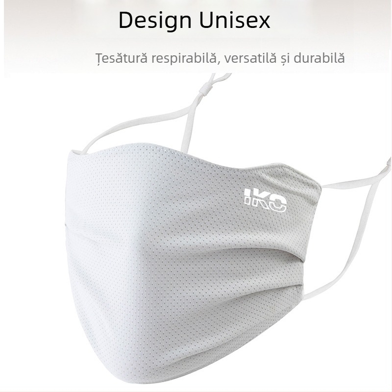Mască facială de protecție solară, mărime mare, unisex, pentru ciclism, vară, subțire, din ice silk, respirabil