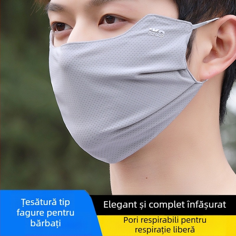 Mască facială de protecție solară, mărime mare, unisex, pentru ciclism, vară, subțire, din ice silk, respirabil