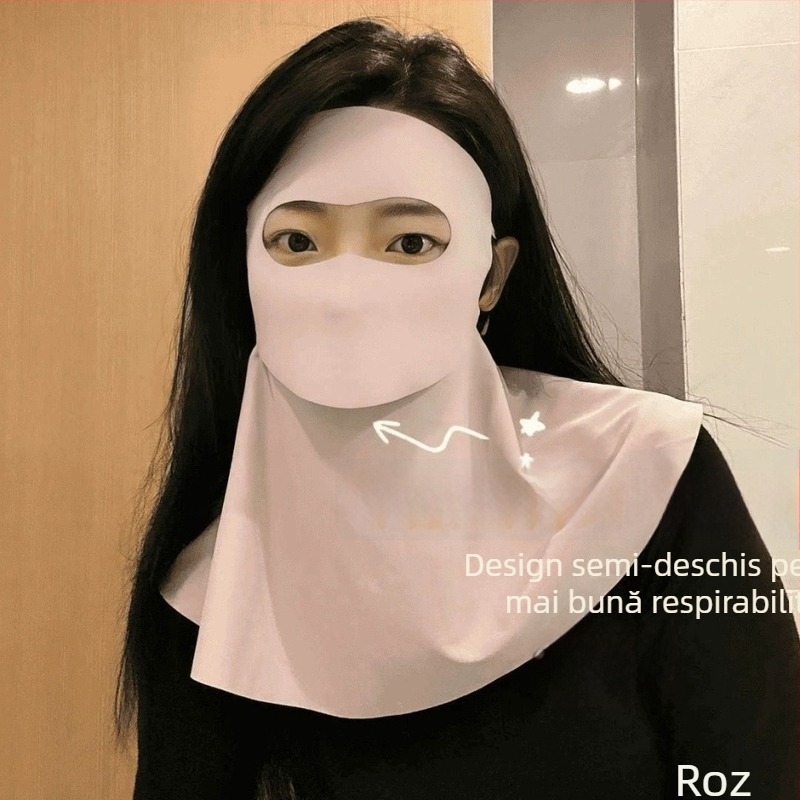 Mască facială din mătase de gheață cu protecție solară pentru femei, acoperire completă a feței și gâtului pentru ciclism