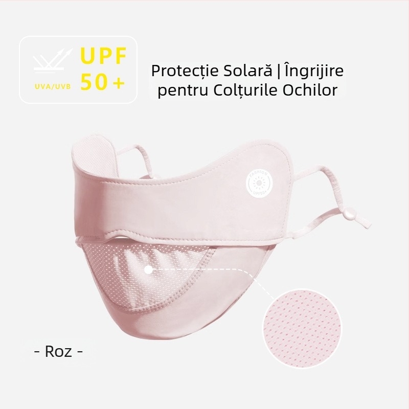 Mască unisex de protecție solară, mărime mare, plasă respirabilă, protecție UV, pentru ciclism și activități în aer liber, material nylon