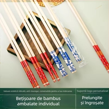 Bețișoare de unică folosință, ambalate individual pentru uz comercial, bețișoare în stil porțelan albastru-alb pentru întruniri, nunți, banchete, restaurante și uz casnic, tacâmuri îngroșate