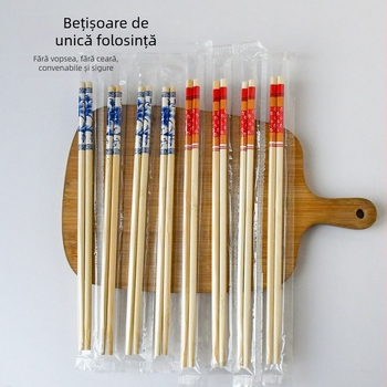 Bețișoare de bambus de unică folosință, cu design albastru și alb, ambalate individual, pentru uz casnic, takeout și restaurante