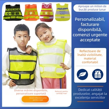 Costum pentru copii cu elemente reflectorizante, temă pompier și polițist, pentru reprezentații și ieșiri