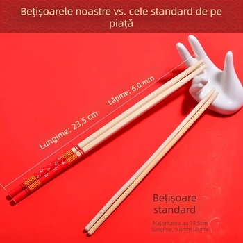 Bețișoare de mâncare de unică folosință, ambalate individual, din bambus, cu design albastru‑alb, rotund, pentru uz casnic, ideale pentru livrări premium și pentru hot pot