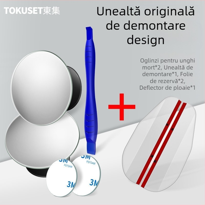 oglindă retrovizoare cu unghi larg, oglindă convexă auxiliară pentru unghiuri moarte, impermeabilă, rotundă, 360°, pentru mașini, sedan și SUV