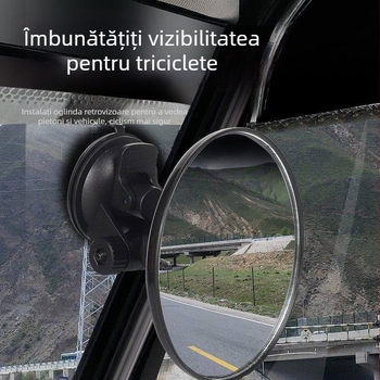 Oglindă retrovizoare pentru triciclu, unghi de vizionare 360°, fără zone moarte, oglindă convexă cu ventuză, spațiu vizual mare, universal