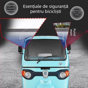 Oglindă retrovizoare pentru triciclu, unghi de vizionare 360°, fără zone moarte, oglindă convexă cu ventuză, spațiu vizual mare, universal
