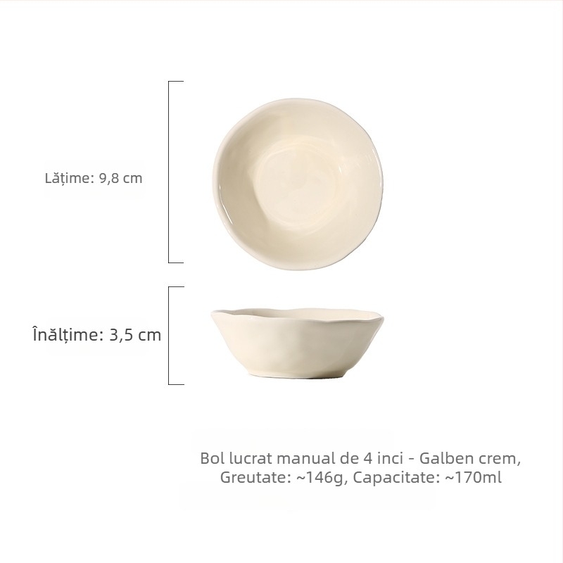 Vas de porțelan cu culoare sub glazură, farfurie circulară de 4 inch pentru dip/sos, compatibil cu microunde, stil modern minimalist
