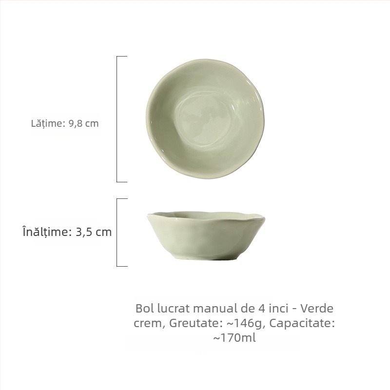 Vas de porțelan cu culoare sub glazură, farfurie circulară de 4 inch pentru dip/sos, compatibil cu microunde, stil modern minimalist