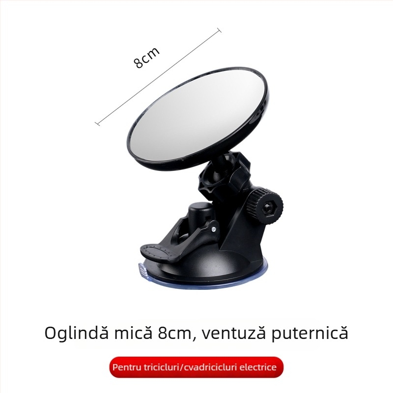 Oglindă retroviziune pentru triciclete, cu ventuză, suprafață convexă, câmp vizual mare, universal