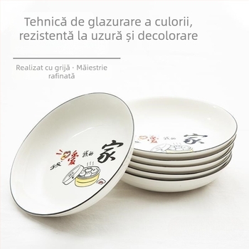 Set de farfurii din porțelan cu conținut de os, pentru uz casnic, farfurii rotunde adânci pentru servire