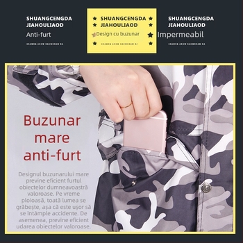 Set impermeabil pentru bărbați, geacă de ploaie și pantaloni, țesătură Oxford, gros, în două părți, cu elemente reflectorizante