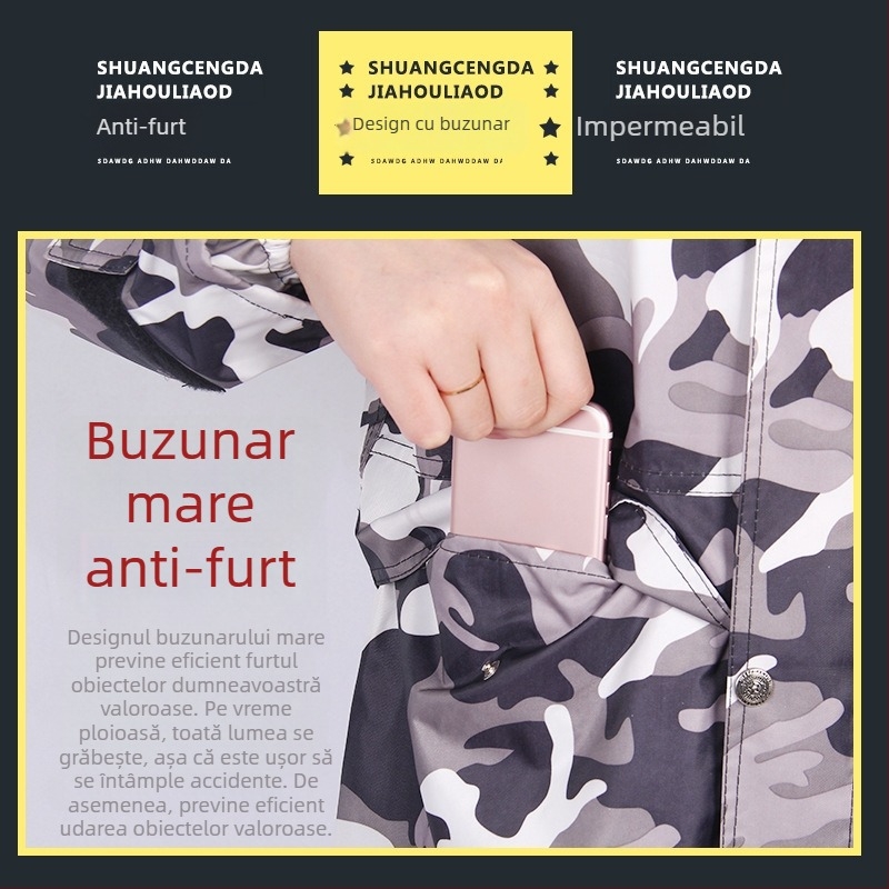 Set impermeabil pentru bărbați, geacă de ploaie și pantaloni, țesătură Oxford, gros, în două părți, cu elemente reflectorizante