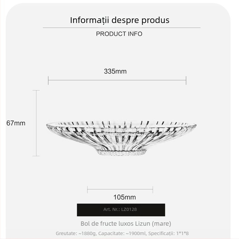 Tavă transparentă din sticlă pentru fructe și gustări – pentru restaurante, KTV și uz casnic, design creativ