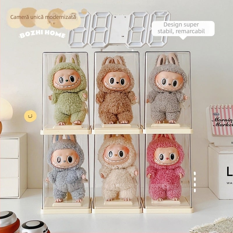 Cutie de afișaj Labubu – acrilic transparent, pentru depozitare și expunere Blind Box Bubble Mart