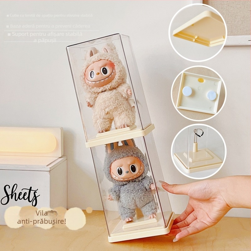 Cutie de afișaj Labubu – acrilic transparent, pentru depozitare și expunere Blind Box Bubble Mart