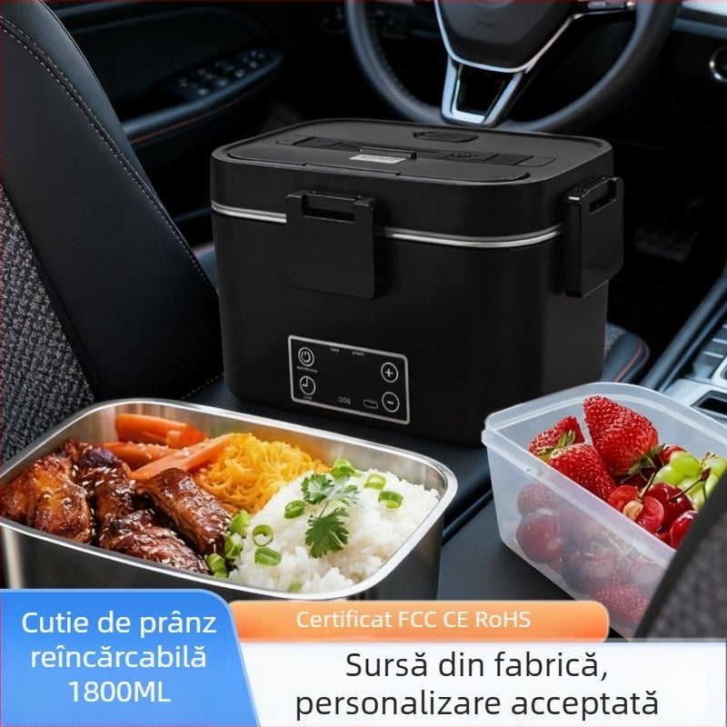 Cutie de prânz electrică alimentată prin USB, încălzire fără apă, cutie de prânz izolată, 1.6–2.0 L, pentru studenți și angajați