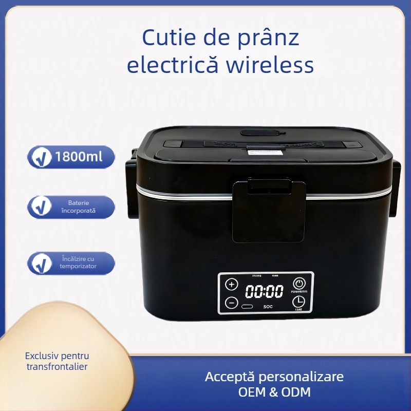 Cutie de prânz electrică alimentată prin USB, încălzire fără apă, cutie de prânz izolată, 1.6–2.0 L, pentru studenți și angajați