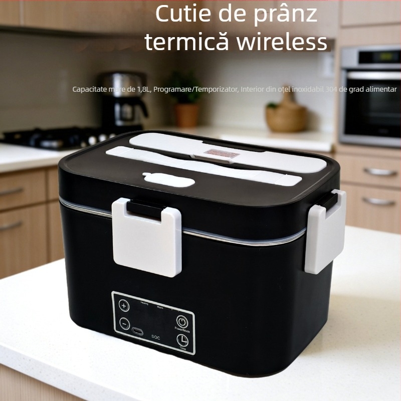 Cutie de prânz electrică alimentată prin USB, încălzire fără apă, cutie de prânz izolată, 1.6–2.0 L, pentru studenți și angajați