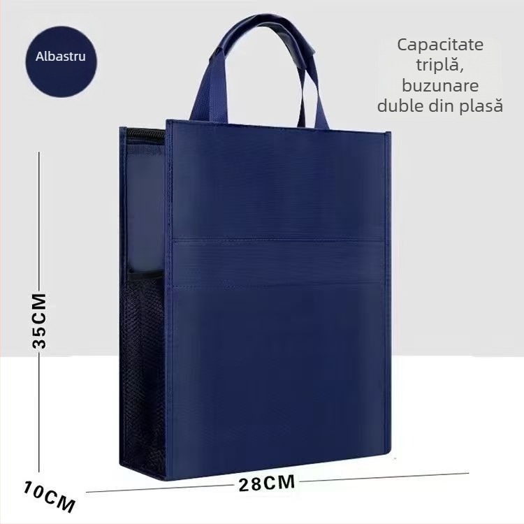 Geantă de mână din pânză Oxford cu logo imprimat pentru studenți bărbați, capacitate mare, rezistentă la uzură și impermeabilă, stil acordeon.