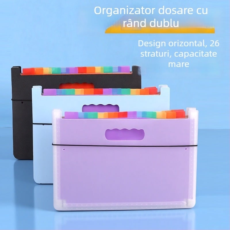 Mapă A4 cu capacitate mare pentru studenți, organizator cu mai multe niveluri, 24 de buzunare, organizator de birou