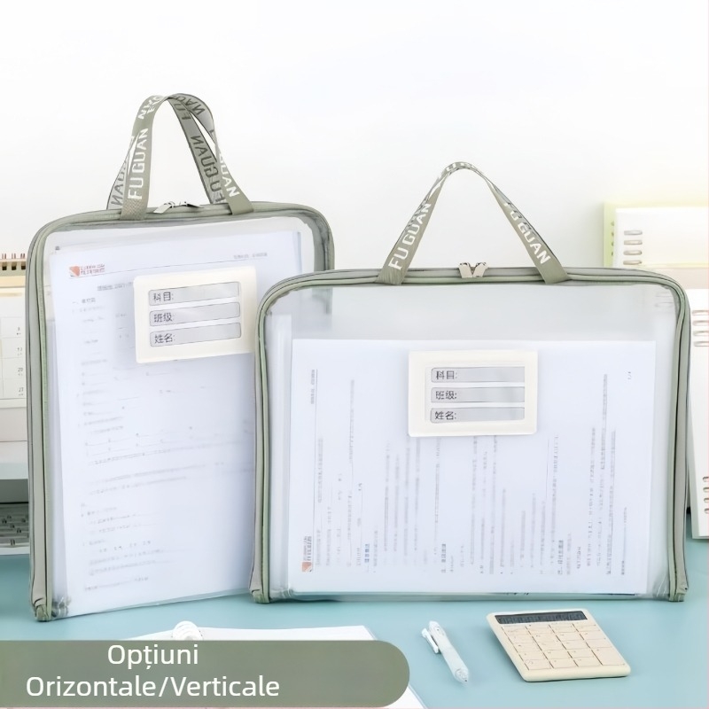 Organizator transparent A4 pentru elevi, compartimente din plasă în mai multe straturi pentru documente și cărți, capacitate mare