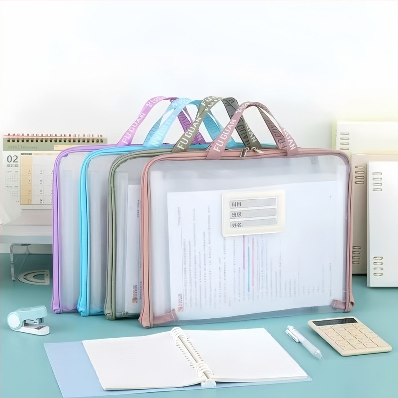 Organizator transparent A4 pentru elevi, compartimente din plasă în mai multe straturi pentru documente și cărți, capacitate mare