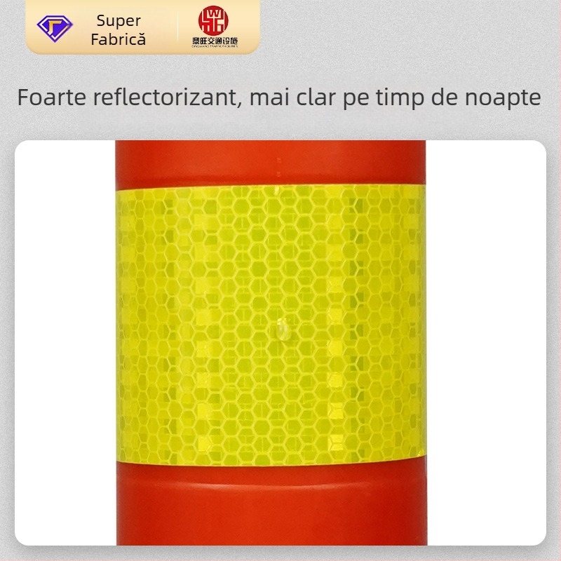 Coloană de avertizare PE pentru siguranța traficului – stâlp din cauciuc, protecție împotriva coliziunilor, cu reflexie