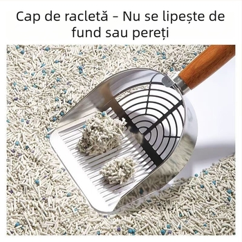 Lopată mare pentru nisip de pisici cu pori fini, pentru nisip tofu amestecat, din oțel inoxidabil și oțel carbon