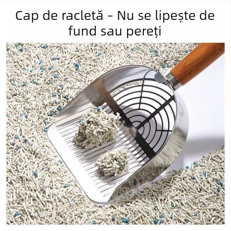 Lopată mare pentru nisip de pisici cu pori fini, pentru nisip tofu amestecat, din oțel inoxidabil și oțel carbon