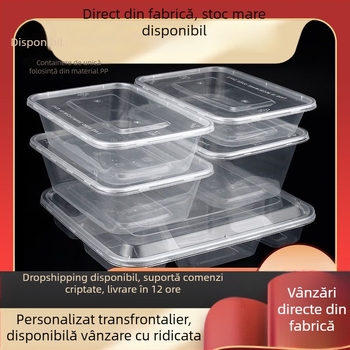 Cutie transparentă de unică folosință pentru masă, cu formă dreptunghiulară și circulară, din plastic, pereți groși, pentru mesele la pachet și conservarea fructelor