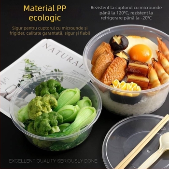 Cutie transparentă de unică folosință pentru masă, cu formă dreptunghiulară și circulară, din plastic, pereți groși, pentru mesele la pachet și conservarea fructelor