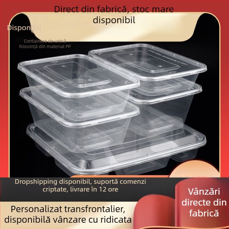 Cutie transparentă de unică folosință pentru masă, cu formă dreptunghiulară și circulară, din plastic, pereți groși, pentru mesele la pachet și conservarea fructelor