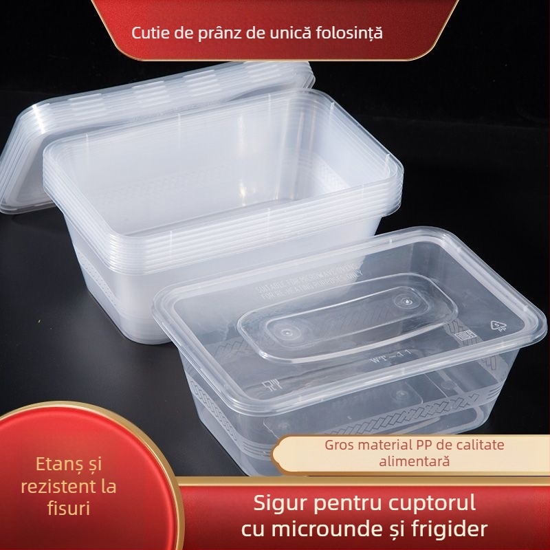 Cutie transparentă de unică folosință pentru masă, cu formă dreptunghiulară și circulară, din plastic, pereți groși, pentru mesele la pachet și conservarea fructelor