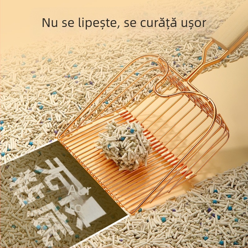 Set metalic de linguri pentru nisip de pisică, cu găuri fine