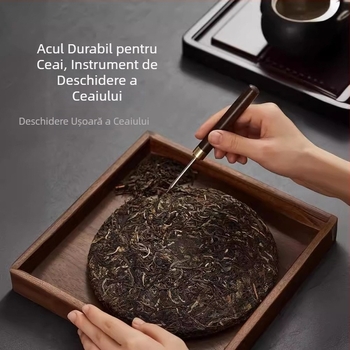 Set de ceremonie a ceaiului, 6 piese, din lemn de abanos, accesorii de ceai de înaltă calitate: clips pentru ceai, măsurător pentru ceai, perie de întreținere a ceainicului și ustensile de preparare a ceaiului