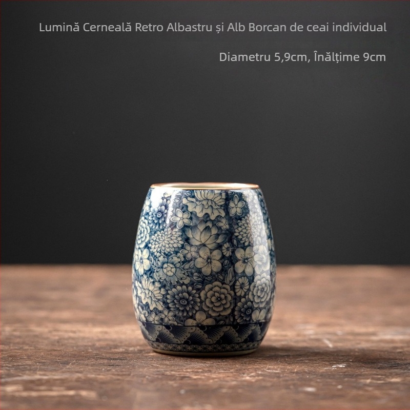 Ceremonie de ceai din porțelan albastru-alb: set de accesorii pentru șase domni ai ceaiului, cuțit pentru ceai, ac pentru ceai, perie pentru ceai, recipient pentru ceai, instrumente pentru ceai, clești pentru ceai