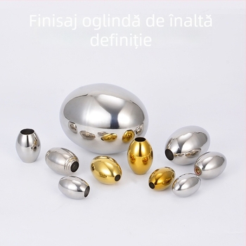 Minge ovală din oțel inoxidabil, goală, în formă de ou, lustruită la oglindă, minge metalică premium pentru balustrade